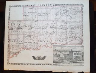 Antique Map - Clinton County Illinois - Warner & Beers/union Atlas Co.  1876