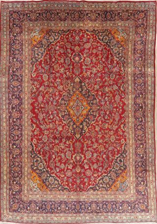 Vintage Traditional Red Floral Persian Oriental Area Rug Hand - Knotted Wool 9x13