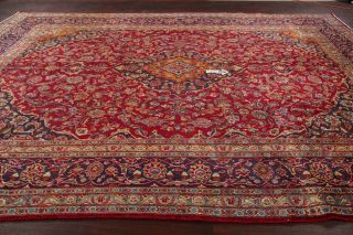 VINTAGE Traditional RED Floral PERSIAN Oriental Area Rug Hand - Knotted Wool 9x13 8