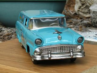 VINTAGE TIN FRICTION BANDAI 1956 FORD SEDAN DELIVERY (12 inch - 30 cm) 6