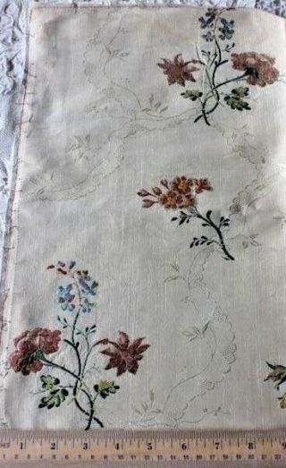 Antique French 18thC Floral Lyon Silk Brocade Fabric c1760 17 