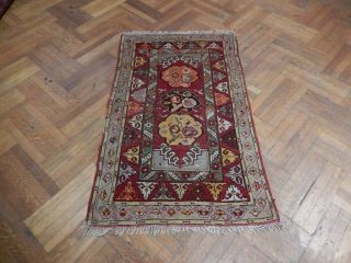 Antique Russian Handmade Rug 3 ' x 5 ' Wool Kazak Burgundy Rug 2