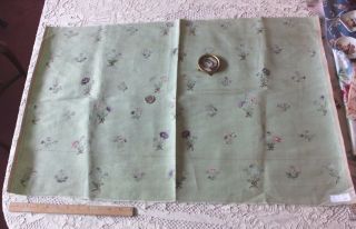 Rare 18thC French Hand Painted Florals & Bows Silk Dress Fabric Dolls,  Design 2
