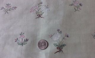 Rare 18thC French Hand Painted Florals & Bows Silk Dress Fabric Dolls,  Design 4