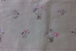Rare 18thC French Hand Painted Florals & Bows Silk Dress Fabric Dolls,  Design 6