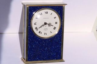 Vintage Jaeger Le - Coultre Alarm Reuge Musical Desk Clock Lapis Lazuli Brass 8day
