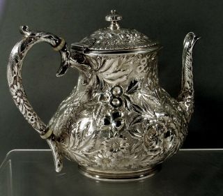 A.  Jacobi Sterling Tea Set c1890 Hand Decorated 3