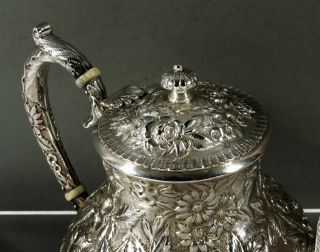 A.  Jacobi Sterling Tea Set c1890 Hand Decorated 5