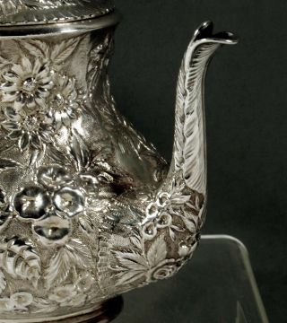 A.  Jacobi Sterling Tea Set c1890 Hand Decorated 6