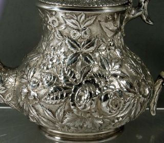 A.  Jacobi Sterling Tea Set c1890 Hand Decorated 7