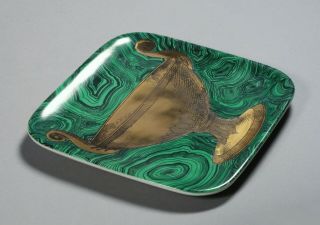 Piero Fornasetti 1956 Malachite & Gold Stroviglie Plate - Italian Art Pottery 6