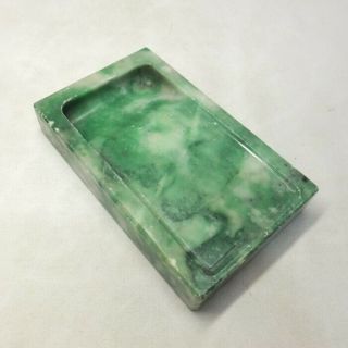 G691: Chinese Ink Stone Of Green Stone Carving Ware With Appropriate Tone
