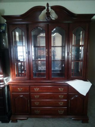 American Drew Solid Cherry 2 Piece Hutch/china Cabinet 7 