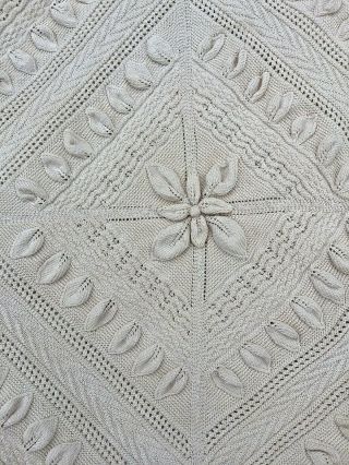 C 1900 Finely Knit Cotton Bedspread Hand Knitted French Bedspread 82” X 105