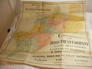 Outline Map Of Randolph County,  Wv 1923 (published By John Rice,  Belington,  Wv)