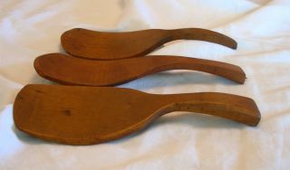 Three (3) Antique Primitive Wood Wooden Butter Paddles Great Patina