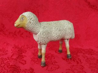 Antique Schoenhut Sheep Lamb with Painted Eyes RARE 12