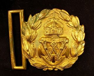 Imperial German Navy Belt Buckle Ww1 Officers Fire Gilt C.  1918