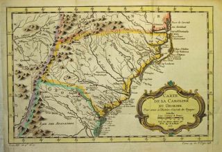 1757 Bellin Map Of Colonial Carolina & Georgia,  United States