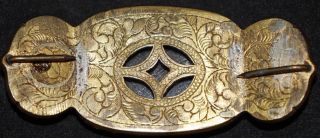 Chinese Antique Gilt brass & Hardstone Belt Buckle 19th century Qing Dynasty 5
