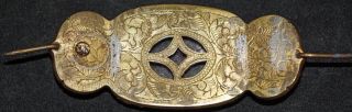 Chinese Antique Gilt brass & Hardstone Belt Buckle 19th century Qing Dynasty 6