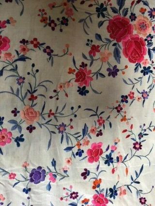 Antique Chinese Silk Embroidered Shawl