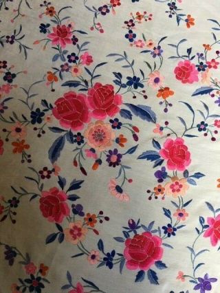 Antique Chinese silk embroidered shawl 7