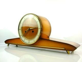 Hermle High Gloss Chiming Antique Mantel Clock Art Deco German Mid Century