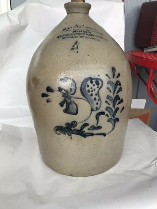 Giant Antique 4 Gallon Decorated Stoneware Jug