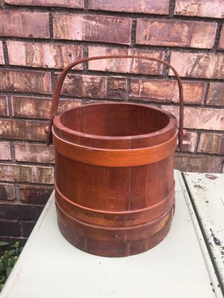 Antique Old Original/untouch Folk Art Vintage Primitive Sugar Wood Firkin Bucket