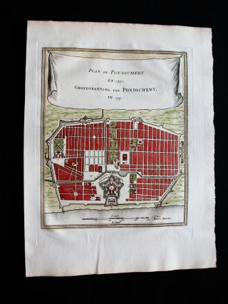 1747 Bellin & Schley - Rare Map: Asia,  India,  Pondicherry Puducherry Indian Ocean