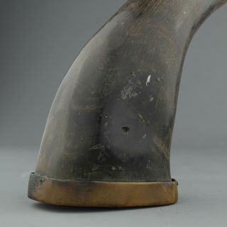 Antique American Colonial Buffalo Horn Scrimshaw Powder Flask,  Circa 1720. 7