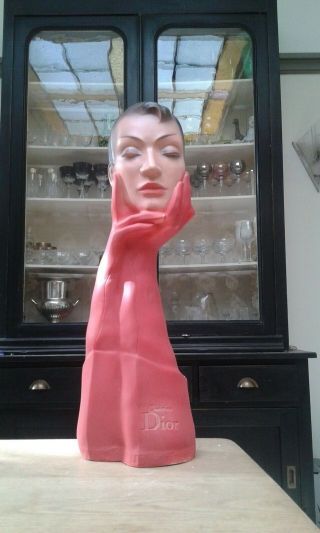 Vintage 1930 Female Plaster Of Dior Paris Mannequin Bust Head Shop Display