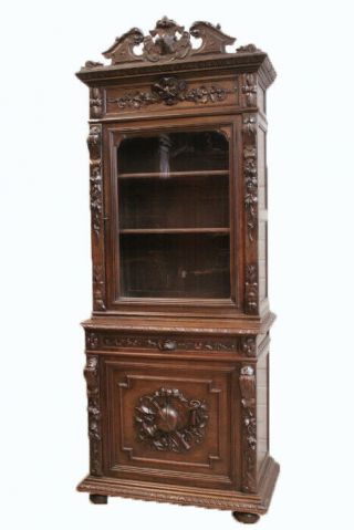 Antique French Hunt Cabinet,  Narrow Model,  19th Century