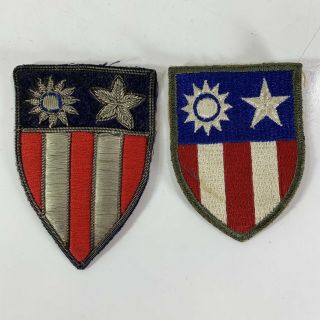 (2) China Burma Indian Patches Ww2 Bullion Theater Made & 1 Vintage Air Force
