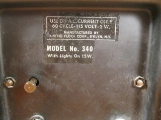 Rare Vintage United Model 340 Clock Mid Century Modern Atomic Lighted Bow Tie 9