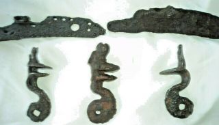 3 Dug Flintlock Hammers & 2 Plates Great Osage Vernon County Mo 1690 - 1775