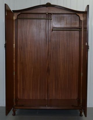 VINTAGE 1930 ' S BURR WALNUT LARGE DOUBLE BANK WARDROBE ONE OF TWO PART OF SUITE 11