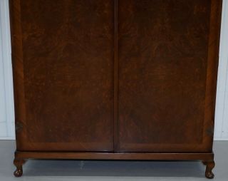 VINTAGE 1930 ' S BURR WALNUT LARGE DOUBLE BANK WARDROBE ONE OF TWO PART OF SUITE 4