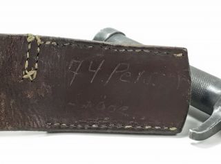 Vintage Swedish 1896 Mauser Knife Bayonet EJ AB Metal Scabbard Leather Frog 10
