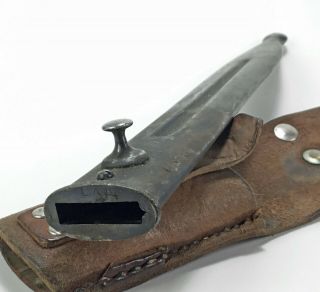 Vintage Swedish 1896 Mauser Knife Bayonet EJ AB Metal Scabbard Leather Frog 9