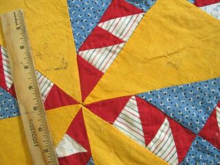QUEEN Vintage Hand Sewn Antique Fabrics & Feed Sack KANSAS TROUBLE Quilt TOP 11