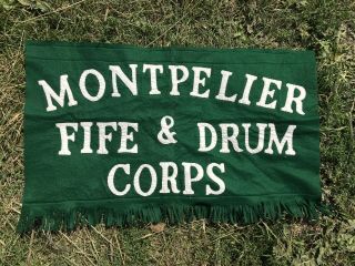 Antique Early 1900s Parade Flag Montpelier Vermont Drum And Fife Corps Military