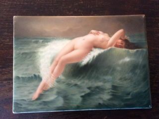 Victorian Nude Ocean Antique Kpm Porcelain Plaque Artist Wagner