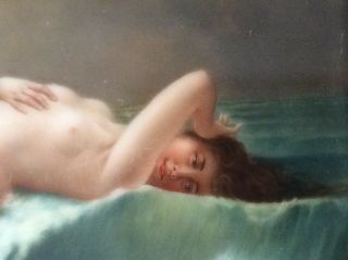 Victorian Nude Ocean Antique KPM Porcelain Plaque Artist Wagner 8