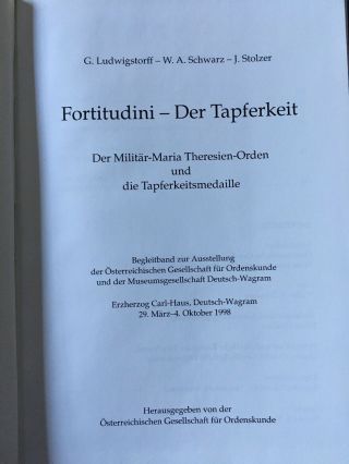 Austrian Medal Book: Fortitudini Der Tapferkeit 2