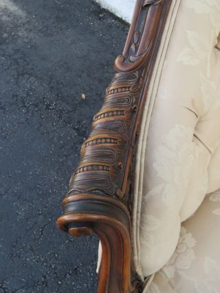 French Kidney Shape Hand Carved Walnut Early 1930s Sofa Couch 9217 5