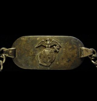 Pre WWII 1930s US Marine Corps USMC Identification ID Bracelet w/ Initials - EGA 3