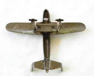 MARX 1930s RARE MILITARY PLANE WITH CANOPY IN OLIVE DRAB O SCALE FLATCAR LOAD 7