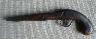 Antique 18th - early 19th Century Flintlock Pistol Gun Parts Stock & Hardware 11